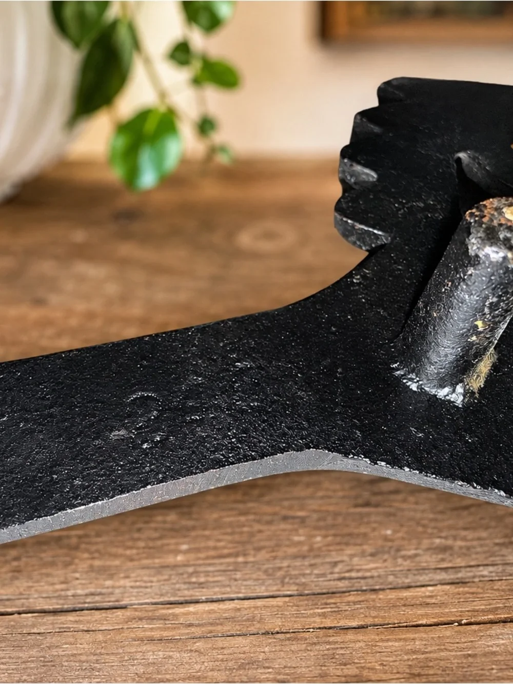 Antique Cast Iron Sad Iron Trivet Rest Handle Starburst Floral Footed c1900-1930